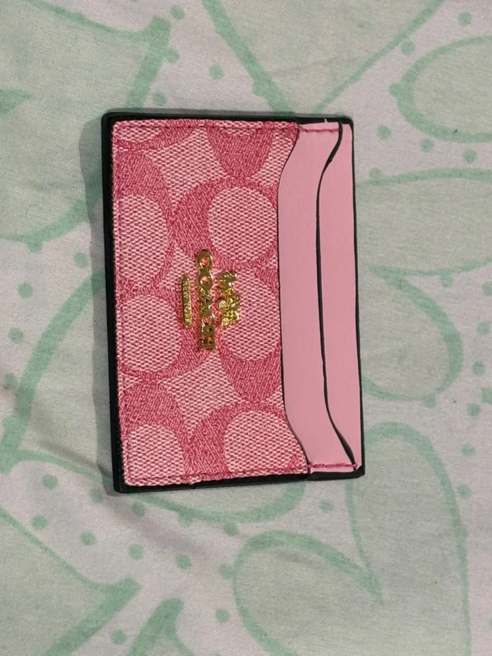 Coach Pink Signature Wristlet with Matching Card Case